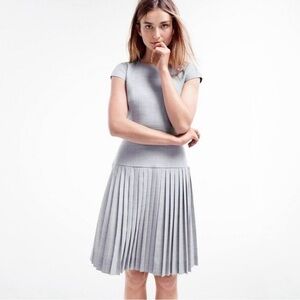 J.Crew 9AM Dress in Super 120s Wool Gray Pleated Skirt